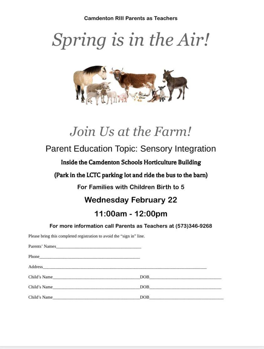 Join us at the farm flyer
